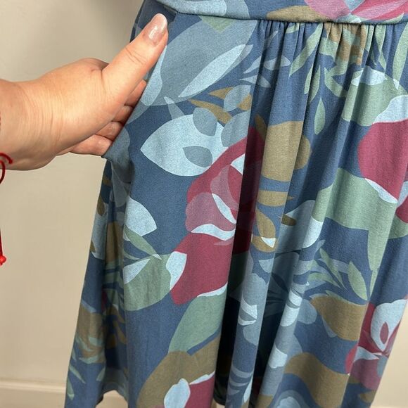 FRESH PRODUCE Deep Dive Blue Fresh Blossoms Lily Fit And Flare Dress Size M - Picture 3 of 11